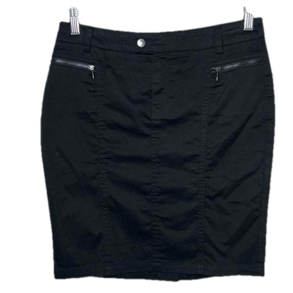 RW & CO Black Cotton Spandex Blend Pencil Skirt